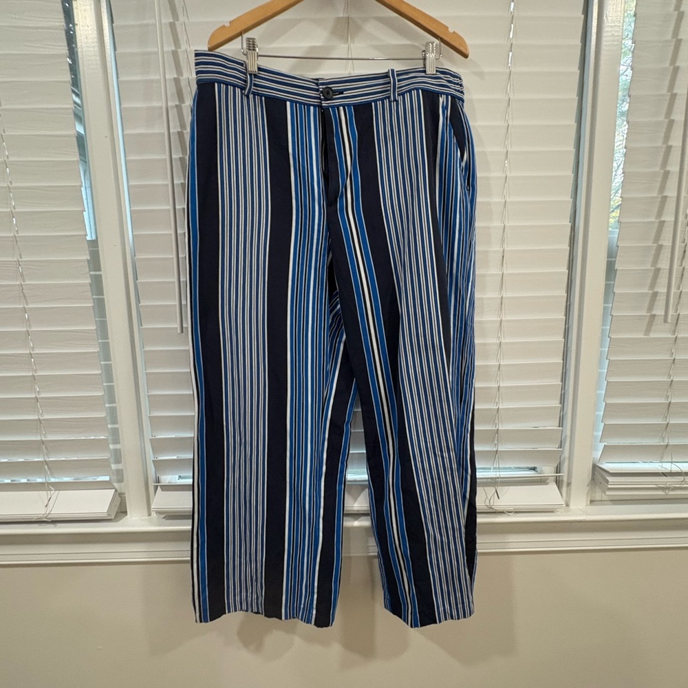 LOFT Blue Striped Wide Leg retro pants